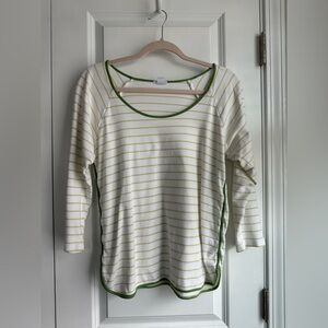 LAKE Women’s 3/4 Sleeve Striped Pajama Top Green White (Size L)